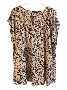 Beige Floral Short-Sleeve Top
